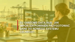 Okładka artykułu i Ilustracja kontenerowca, ciężarówki i magazynu, z których dane przesyłek trafiają do centralnego systemu.